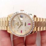 Newest Replica Rolex Day Date II Ice Out Yellow Gold Watch  Swiss 2836